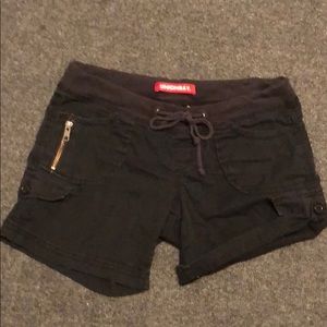 Black cargo drawstring shorts